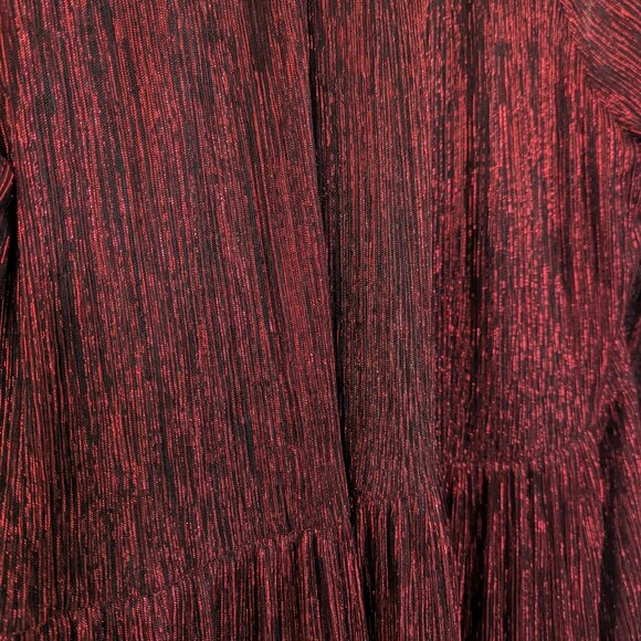 CeCe Women Red Metallic Puff-Sleeve Ruffled Mini Dress Holiday New Years Part XL - Picture 7 of 8